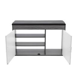 EONLION White + Grey Wood-Grain Shoe Storage Bench - Size: 100 cm - thumbnail 5