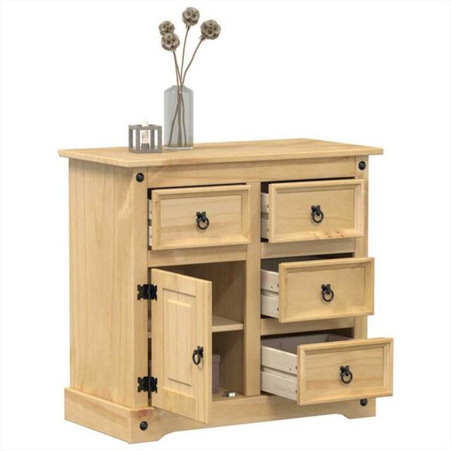 Berkfield Home Sideboard Corona 87x40x76 cm Solid Wood Pine in Brown - Size: 87 x 40 x 76 cm - image 1