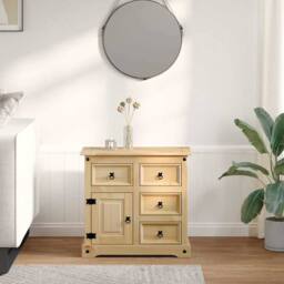Berkfield Home Sideboard Corona 87x40x76 cm Solid Wood Pine in Brown - Size: 87 x 40 x 76 cm - thumbnail 3