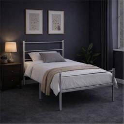 FLAVORA Silver- Metal Bed Frame Heavy Duty Steel in Silver - Size: Cot - thumbnail 5