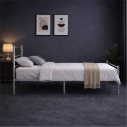 FLAVORA Silver- Metal Bed Frame Heavy Duty Steel in Silver - Size: Cot - thumbnail 3