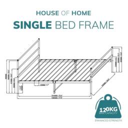 FLAVORA Silver- Metal Bed Frame Heavy Duty Steel in Silver - Size: Cot - thumbnail 2