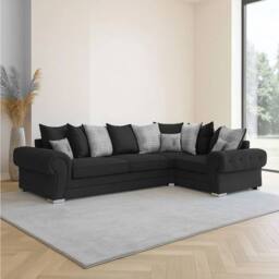 Furniture 786 Verona Scatter Back 2c1 Corner Sofa Chenille Fabric in Black - thumbnail 1