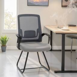 STILVORA Desk Chair with Mesh Back & Lumbar Support in Dark Grey - thumbnail 2