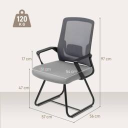 STILVORA Desk Chair with Mesh Back & Lumbar Support in Dark Grey - thumbnail 3