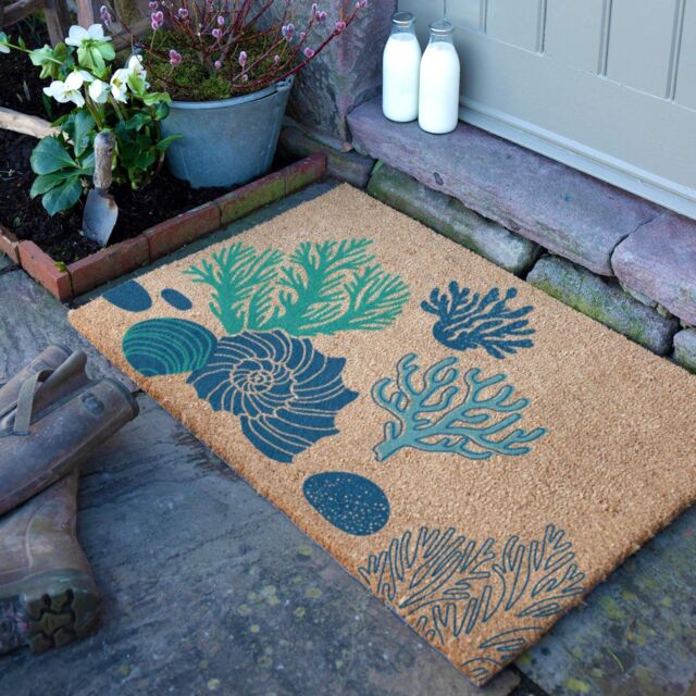 Artsy Mats Coral & Shells Doormat (90 x 60cm) in Brown - Size: 90 cm x 60 cm - image 1