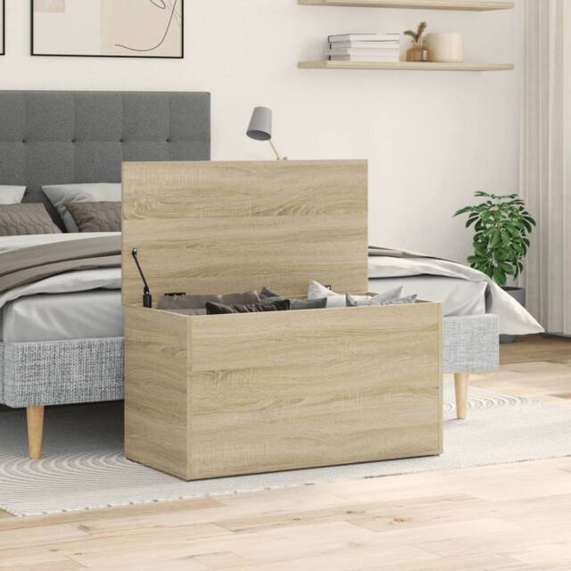 Berkfield Home Storage Chest Sonoma Oak 84x42x46 cm Engineered Wood in Light Brown - Size: 84 x 42 x 46 cm - image 1