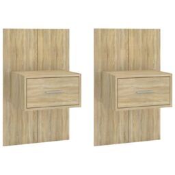 Berkfield Home Wall-mounted Bedside Cabinets 2 pcs Sonoma Oak in Brown - thumbnail 2