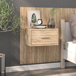 Berkfield Home Wall-mounted Bedside Cabinets 2 pcs Sonoma Oak in Brown - thumbnail 3