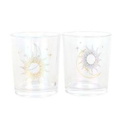 Something Different Iridescent Sun & Moon Face Votive Candle Holder Pack of 2 in Gold - thumbnail 2