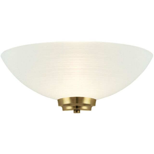 Loops Dimmable LED Wall Light Antique Brass White Line Pattern Glass Shade Dome Lamp - image 1