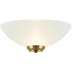 Loops Dimmable LED Wall Light Antique Brass White Line Pattern Glass Shade Dome Lamp - thumbnail 1
