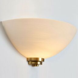 Loops Dimmable LED Wall Light Antique Brass White Line Pattern Glass Shade Dome Lamp - thumbnail 5