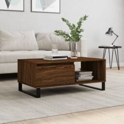 Berkfield Home Coffee Table Brown Oak 90x50x36.5 cm Engineered Wood - thumbnail 1