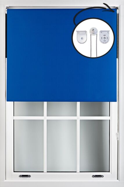 Furnished Blue Blackout Roller Blinds with Metal Fittings - Trimmable Window Shade - Size: 110 cm width x 210 cm drop - image 1