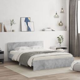 Berkfield Home Bed Frame without Mattress Concrete Grey 150x200 cm King Size - thumbnail 1