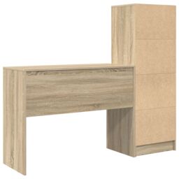 Berkfield Home Desk with Storage Sonoma Oak Engineered Wood in Taupe - thumbnail 8
