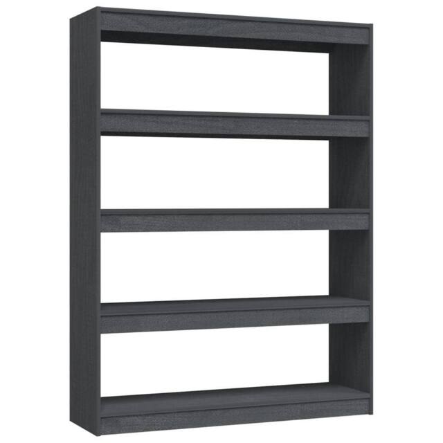 Berkfield Home Book Cabinet/Room Divider Grey 100x30x135.5 cm Solid Pinewood - image 1
