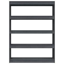 Berkfield Home Book Cabinet/Room Divider Grey 100x30x135.5 cm Solid Pinewood - thumbnail 5