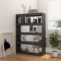 Berkfield Home Book Cabinet/Room Divider Grey 100x30x135.5 cm Solid Pinewood - thumbnail 3