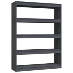 Berkfield Home Book Cabinet/Room Divider Grey 100x30x135.5 cm Solid Pinewood - thumbnail 1