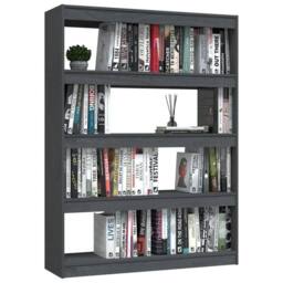 Berkfield Home Book Cabinet/Room Divider Grey 100x30x135.5 cm Solid Pinewood - thumbnail 4