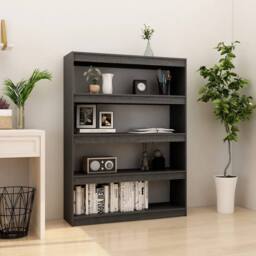 Berkfield Home Book Cabinet/Room Divider Grey 100x30x135.5 cm Solid Pinewood - thumbnail 2