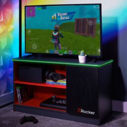 "X Rocker Carbon-Tek TV Unit for up to 42"" TV's with Drawer & LED Lighting in Red" - thumbnail 1