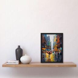 Artery8 New York City Street Taxi Traffic Modern Cityscape Artwork Framed Wall Art Print A4 in Black - thumbnail 2