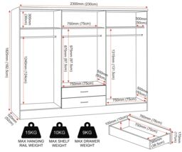 Seconique Nevada 6 Door 2 Drawer Mirrored Wardrobe in Taupe - thumbnail 9