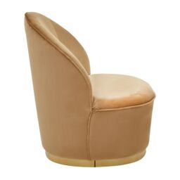 Orsina Stylish Cream Velvet Base Chair, Elegant Accent Chair, Velvet Upholstered Armless Chair, Mid-century Chair in Beige - thumbnail 3