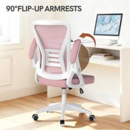 Gartistgo Ergonomic Mesh Office Chair with Flip-Up Arms & Lumbar Support in Pink - thumbnail 5