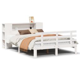 Berkfield Home Bookcase Bed without Mattress White 140x200cm Solid Wood Pine - Size: 140x200 cm - thumbnail 2