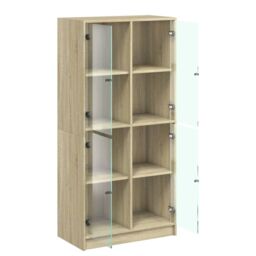 Berkfield Home Highboard with Doors Sonoma Oak 68x37x142 cm Engineered Wood in Brown - Size: 68 x 37 x 142 cm - thumbnail 6