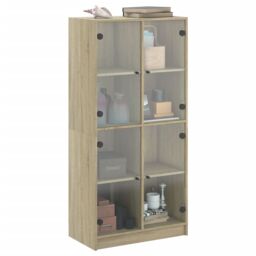 Berkfield Home Highboard with Doors Sonoma Oak 68x37x142 cm Engineered Wood in Brown - Size: 68 x 37 x 142 cm - thumbnail 5