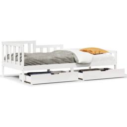 Berkfield Home Daybed with Drawers without Mattress White 90x200 cm Solid Wood - thumbnail 1
