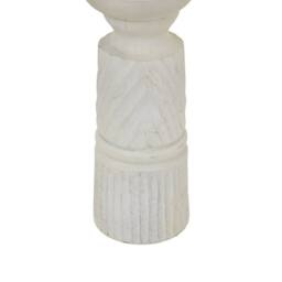 Lemon Pavilion Furniture and Decor Medium Carved Candle Holder - Wood - L10 x W10 x H25 cm - White - thumbnail 3