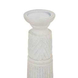 Lemon Pavilion Furniture and Decor Medium Carved Candle Holder - Wood - L10 x W10 x H25 cm - White - thumbnail 2