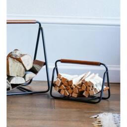 Lemon Pavilion Furniture and Decor Hanging Leather Kindling Holder - Iron - L18 x W29.5 x H20 cm - Black - thumbnail 3