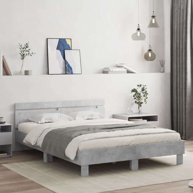 Berkfield Home Bed Frame without Mattress Concrete Grey 140x200 cm - image 1