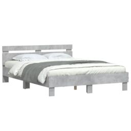 Berkfield Home Bed Frame without Mattress Concrete Grey 140x200 cm - thumbnail 4