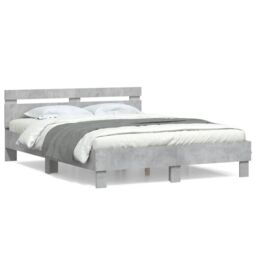 Berkfield Home Bed Frame without Mattress Concrete Grey 140x200 cm - thumbnail 2