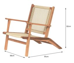 Nordlys Indoor Outdoor Armchair in Solid Acacia Wood & Rope in Brown - thumbnail 5