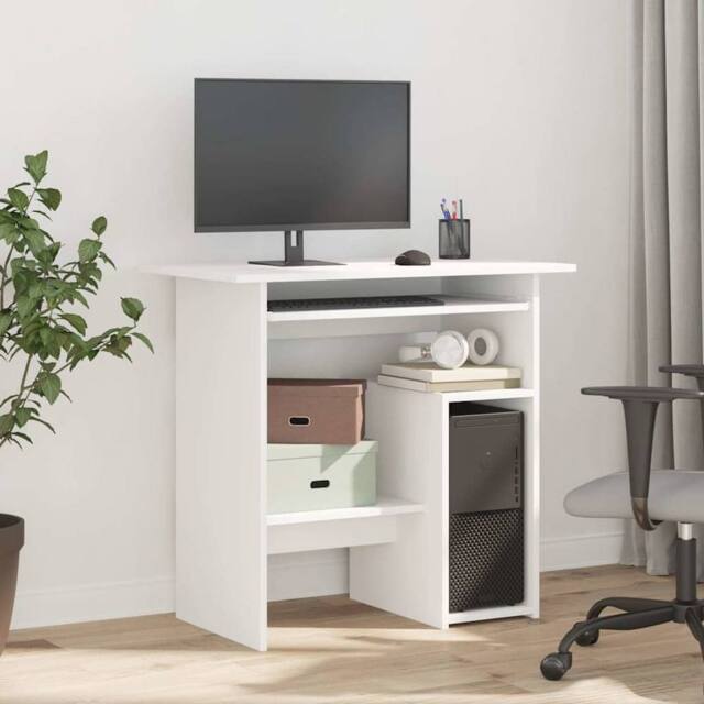 Berkfield Home Modern Desk White 80x45x74 cm Engineered Wood - Size: 80 x 45 x 74 cm - image 1