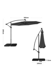 Living and Home Outdoor 32 LED Lighted Patio Umbrella with Crank Lift System, 2 Bases Set in Dark Grey - thumbnail 6