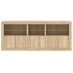 Berkfield Home Sideboard with LED Lights Sonoma Oak 162x37x67 cm in Tan - Size: 162 x 37 x 67 cm - thumbnail 6