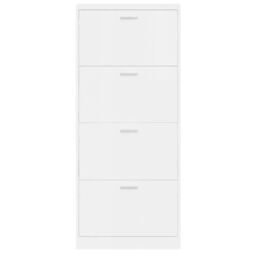 Berkfield Home Shoe Cabinet High Gloss White 59x17x150 cm Engineered Wood - Size: 59 x 17 x 150 cm - thumbnail 6