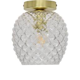 First Choice Lighting Set of 2 Baine - Textured Glass Satin Brass Ceiling Light Fittings in Clear - thumbnail 2
