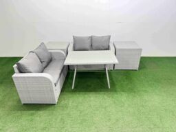 Fimous 4 Seat Outdoor Love Sofa Sets Rattan Garden Furniture Set in Light Grey - thumbnail 2