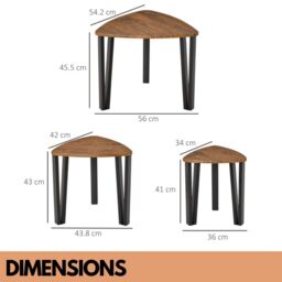 Pirlo Plush Industrial Set Of 3 Nesting Tables Rustic in Brown - thumbnail 6